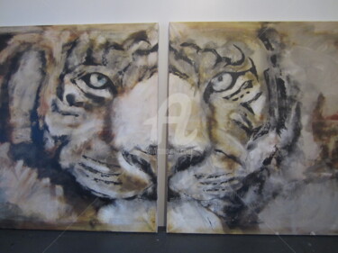 Peinture intitulée "tigre" par Amel Leon, Œuvre d'art originale, Acrylique