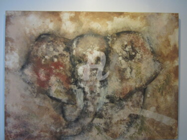 Peinture intitulée "elephanteau" par Amel Leon, Œuvre d'art originale, Acrylique