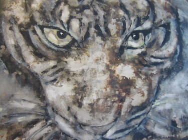 Peinture intitulée "tigre regard" par Amel Leon, Œuvre d'art originale, Acrylique