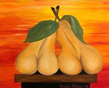 Peinture intitulée "« Pears In Love «" par Amela Muranovic Alagic, Œuvre d'art originale, Acrylique