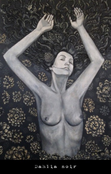 Peinture intitulée "Dahlia noir" par A.B.C, Œuvre d'art originale