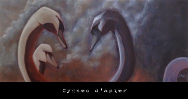 Peinture intitulée "cygnes d’acier" par A.B.C, Œuvre d'art originale