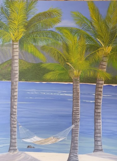 Painting titled "Palm Rest" by Amelia Boshoff, Original Artwork, Oil