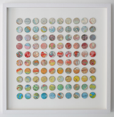 Painting titled "100 Rainbow World M…" by Amelia Coward, Original Artwork, Collages Mounted on Wood Panel