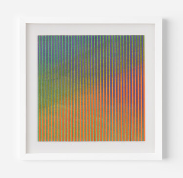 Painting titled "Fine Stripe Ombre L…" by Amelia Coward, Original Artwork, Acrylic Mounted on Wood Panel