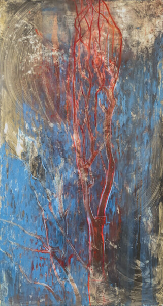 Картина под названием "Running river Tree" - Amelia Duszak, Подлинное произведение искусства, Масло Установлен на Деревянная…