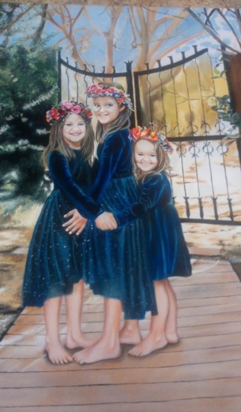 Painting titled "Three Sisters" by Amelia Bothma, Original Artwork, Oil