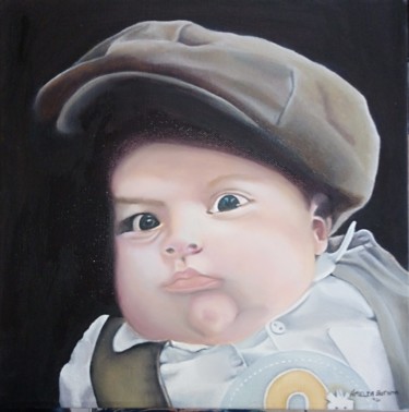 Painting titled "Mr Serious" by Amelia Bothma, Original Artwork, Oil
