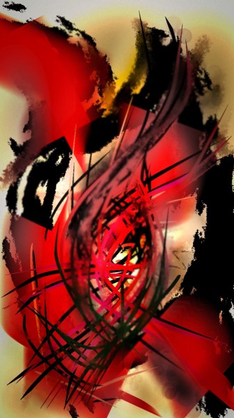 Digital Arts titled "Abstrait rouge et n…" by Amélie Augery, Original Artwork, Digital Painting