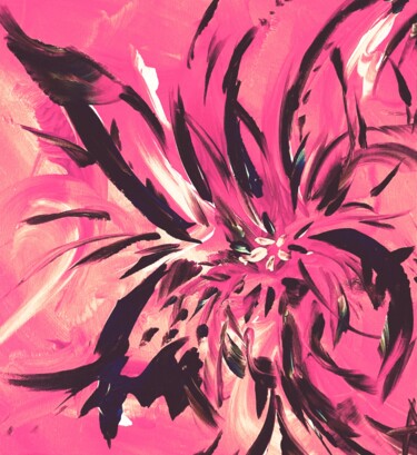 Цифровое искусство под названием "Pink flower" - Amélie Augery, Подлинное произведение искусства, Цифровая живопись