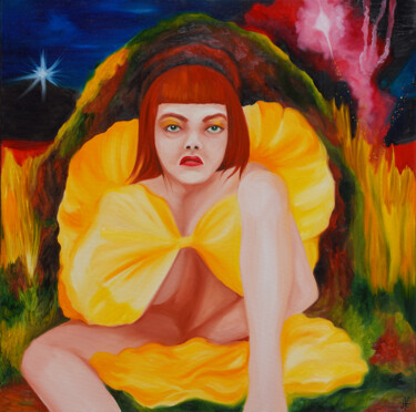 Painting titled "Contentement à la R…" by Amelie Hebert, Original Artwork, Oil