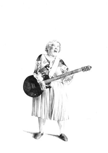 Tekening getiteld "Mamie rock" door Amélie Helmstetter, Origineel Kunstwerk, Inkt