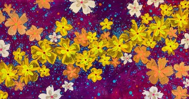 Peinture intitulée "Entrée de fleurs" par Pogum, Œuvre d'art originale, Acrylique