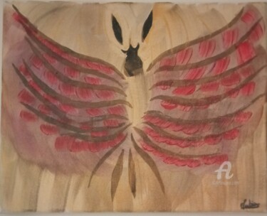 Painting titled "Papillon de nuit" by Amelie Mondain, Original Artwork, Watercolor Mounted on Wood Stretcher frame