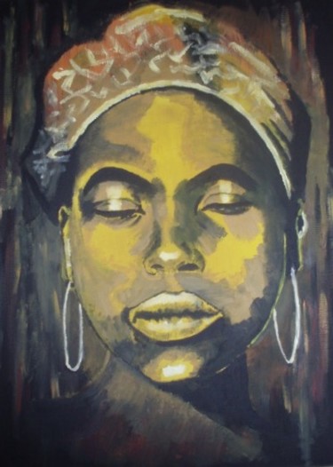 Ζωγραφική με τίτλο "African Thoughts" από Amélie Beauger, Αυθεντικά έργα τέχνης, Λάδι