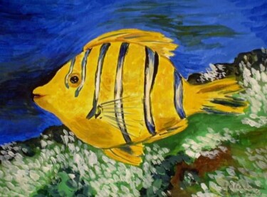 Malerei mit dem Titel "Gold Fish" von Amelly Abraham, Original-Kunstwerk