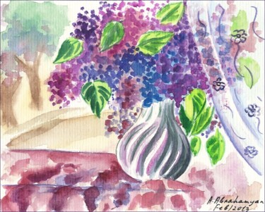 Malerei mit dem Titel "Flieder / Lilacs" von Amelly Abraham, Original-Kunstwerk