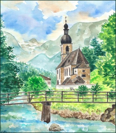 Malerei mit dem Titel "Kirche" von Amelly Abraham, Original-Kunstwerk