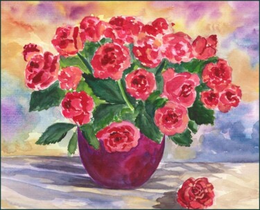 Malerei mit dem Titel "Roses" von Amelly Abraham, Original-Kunstwerk