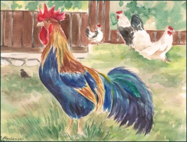 Malerei mit dem Titel "Cock" von Amelly Abraham, Original-Kunstwerk