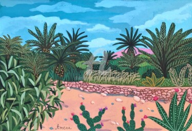 Malerei mit dem Titel "paysage" von Amena Nathan, Original-Kunstwerk, Gouache