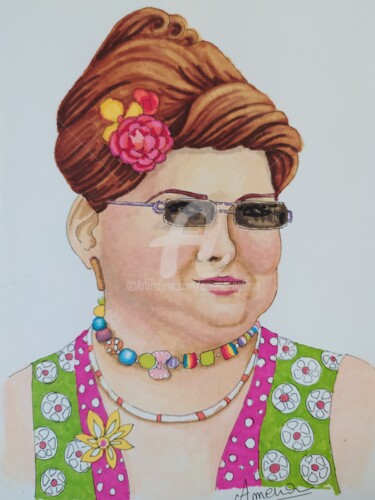 Malerei mit dem Titel "chignon cupcake" von Amena Nathan, Original-Kunstwerk, Marker