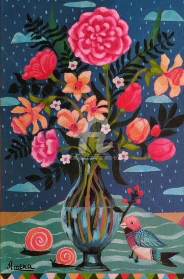 "bouquet 2" başlıklı Tablo Amena Nathan tarafından, Orijinal sanat, Akrilik