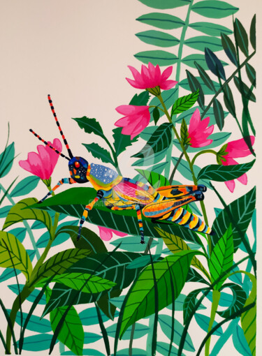 「illustration sauter…」というタイトルの絵画 Amena Nathanによって, オリジナルのアートワーク, グワッシュ水彩画