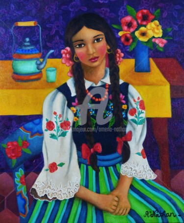 Painting titled "Gipsy" by Amena Nathan, Original Artwork, Oil
