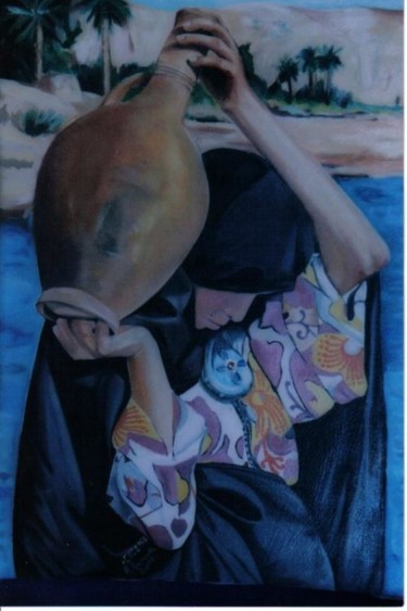 Painting titled "la porteuse d'eau" by Amennou Abdellah, Original Artwork