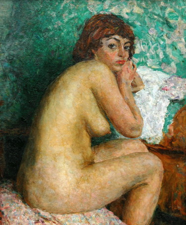Painting titled "Обнажённая" by Vladimir Georgievich Gremitskikh, Original Artwork, Oil