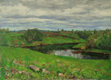 Painting titled "Серый день" by Vladimir Georgievich Gremitskikh, Original Artwork, Oil