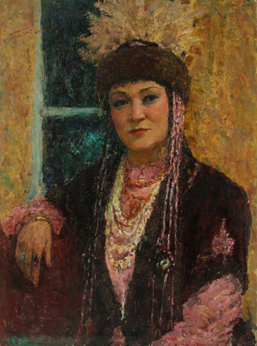 Schilderij getiteld "Портрет Кайыргуль С…" door Vladimir Georgievich Gremitskikh, Origineel Kunstwerk, Olie