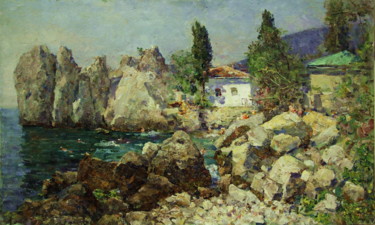 Painting titled "Чеховский пляж" by Vladimir Georgievich Gremitskikh, Original Artwork, Oil
