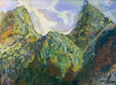 Pintura titulada "Montanhas" por Américo Venâncio Lopes Machado Filho, Obra de arte original, Acrílico Montado en Panel de m…