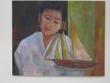 Peinture intitulée "le regard" par Amerita, Œuvre d'art originale, Huile