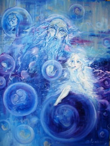Картина под названием "Мыльные пузыри анге…" - Ametis, Подлинное произведение искусства, Масло