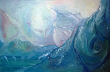 Картина под названием "Нежность водопадов" - Ametis, Подлинное произведение искусства, Масло
