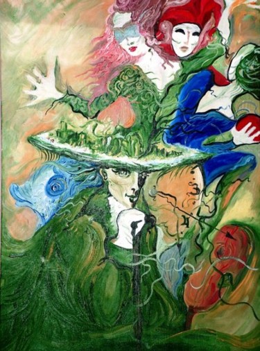 Painting titled "Сон голубой рыбы" by Ametis, Original Artwork, Oil