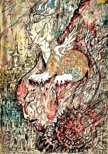 Картина под названием "Печать сфинкса" - Ametis, Подлинное произведение искусства, Масло