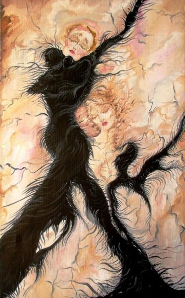 Painting titled "Это черные мысли ка…" by Ametis, Original Artwork, Oil