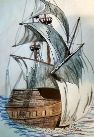 Drawing titled "tall ship" by Amey, Original Artwork