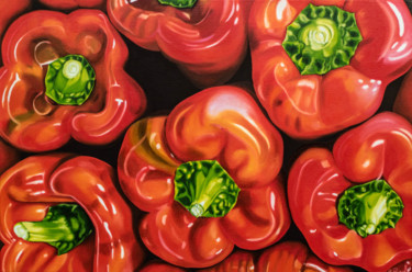 Schilderij getiteld "Paprika's" door Amhbrandenburg, Origineel Kunstwerk, Olie