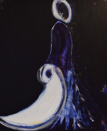 Painting titled "The Moonkeeper" by Amíe N. Milton, Original Artwork, Acrylic