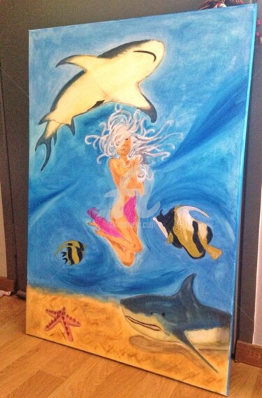 Malerei mit dem Titel "underwater silence" von Amarullis Kokkou, Original-Kunstwerk, Acryl