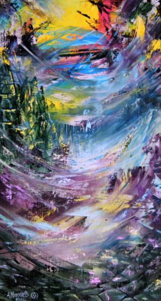 Painting titled "Canyon" by Alexandr Mikushev, Original Artwork, Oil
