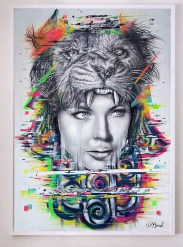 Painting titled "Bravery of Fatma" by Amin Hajila, Original Artwork, Acrylic