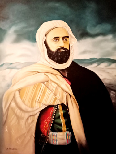 Painting titled "L'Emir Abdelkader (…" by A.Khenache, Original Artwork, Oil