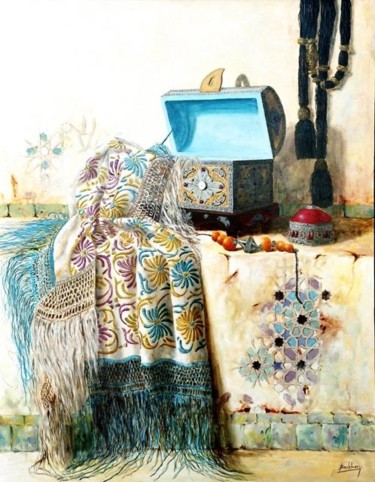 Peinture intitulée "Foulard de Tétouan" par Boukhari, Œuvre d'art originale