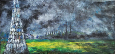 Pittura intitolato "Expressive landscap…" da Anna Minaeva, Opera d'arte originale, Olio